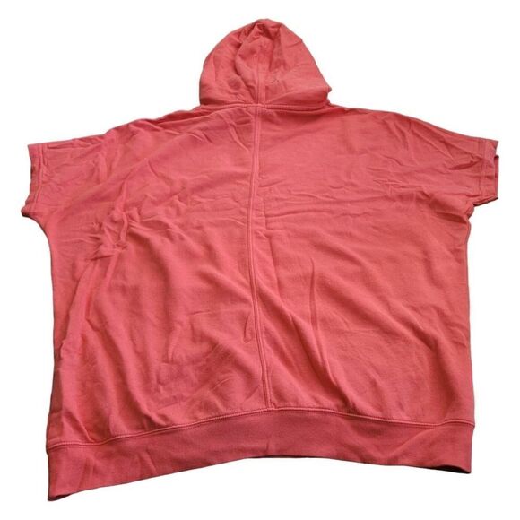 Nike Short Sleeve Pink Red Oversized Hoodie Kangaroo Pocket Womens Size L - Picture 2 of 6